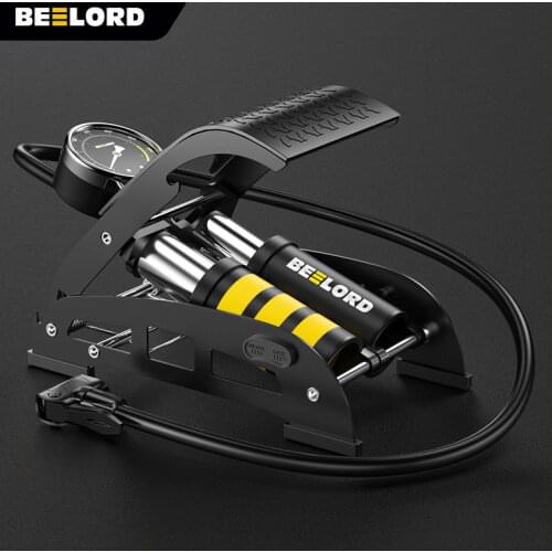 BEELORD Bicycle Pump 180PSI High Pressure Gauge Foot Inflator Floor Air Pump For MTB Road Bike Scooter Motorcycle Car Tire Pump