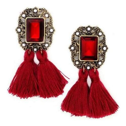 Rhinestone Square Drop Earring Vintage Gold Color Tassel Earring For Women 2019 Hot Sale Jewelry Wholesale