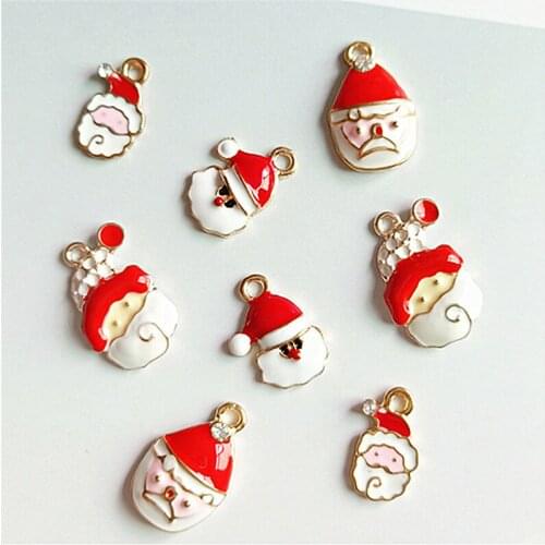 10pcs Cute Santa Alloy Enamel Charms Christmas Santa Men Pendants Charms Bracelets DIY Jewelry Accessories Christmas Gifts YZ588