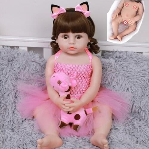 22inch About 56cm Full Body Silicone Baby Girl Baby Toy Water Proof Bath Toy Reborn Toddler Dolls Lifelike Soft Touch Girl Doll