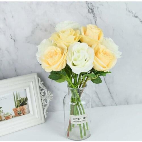 3/5PCS Romantic Rose Fake Flower Silk Artificial Rose Colorful Wedding Decor Bridal Bouquet Craft DIY Party Backdrops Supplies