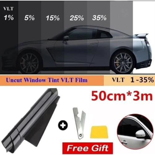 50cm X 3m Car UV Protector Foils Sticker Films 5/15/25/35/50 Percent VLT Window Tint Film Daytime Privacy Sun Shade Film