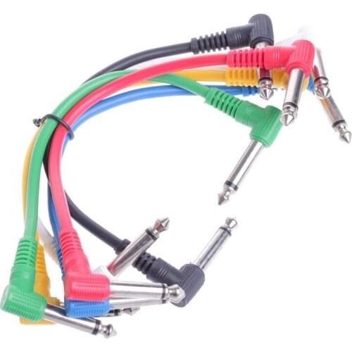 6Pcs/Set Colorful Angled Plug Leads Patch Cables For Guitar Pedal Effect