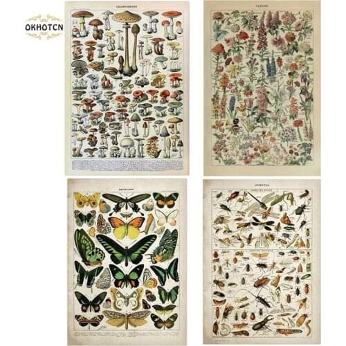 Adolphe Millot Encyclopedia Posters Butterfly Flowers Insect Vintage Prints Wall Art Canvas Painting For Living Room Home Decor