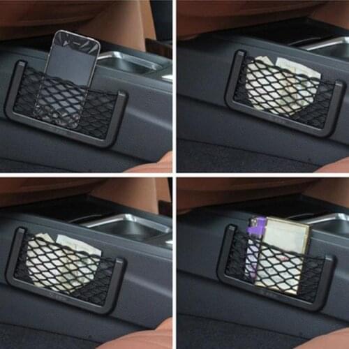 Car Interior Accessories Universal Seat Side Back Net Mesh Storage Bag Phone Holder Organizer Pocket