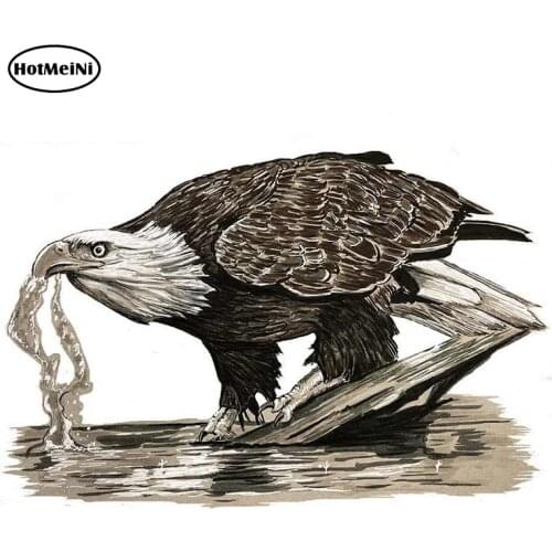 HotMeiNi 13cm x 8.4cm Car Sticker Eagle Drinking Water Pen & Ink Art Vinyl Decal Sticker Car Truck SUV RV Graphic