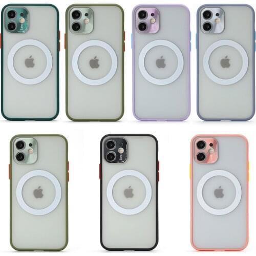 30pcs Wireless Charging Cover Matte Frosted Candy Color Hard Magnetic Case For iPhone 12 Mini 11 Pro Max XS XR X 8 7 6 Plus SE