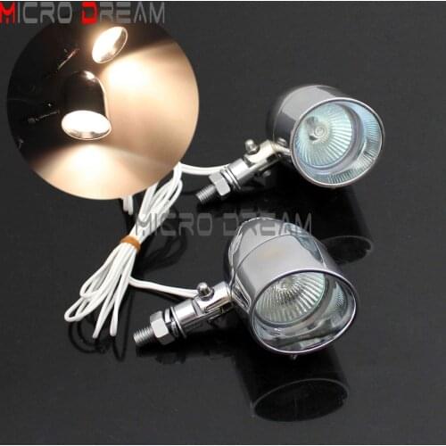 2pcs Motorcycle Mini Bullet Spotlight Foglight Chrome Auxiliary Headlight Universal For Kawasaki Honda Suzuki Yamaha Harley