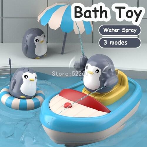 Bath Toys Baby Bathroom Water Spray Penguins Bathtub Kids Play Water Games Tool Shower Wall Suction Set Bath Toy for Children
