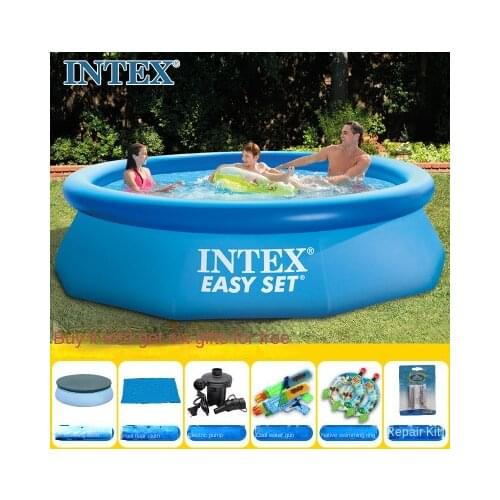 INTEX inflatable round swimming pool PVC thickened childrens household children adult large paddling pool outdoor play equipmen