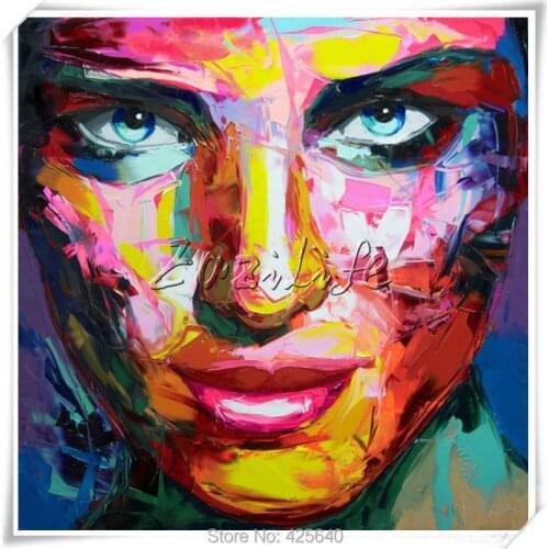 Francoise Nielly palette knife Face oil painting on canvas Abstract Portrait Colourful Wall Art Picture living room home decor