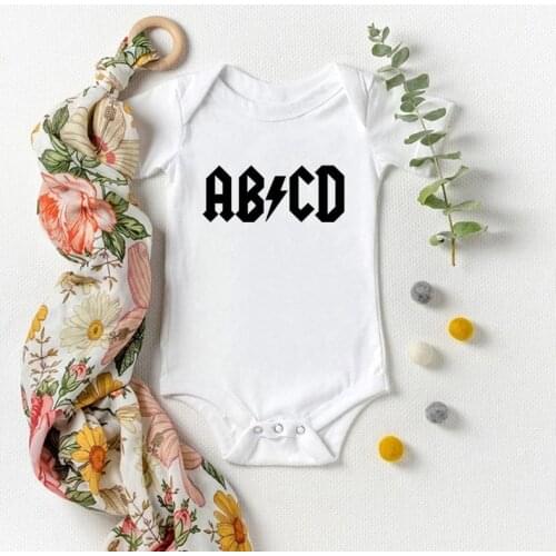 ABCD Print Baby Boysuits Funny Letter Infant Girls Boys Onesies Newborn Rompers Casual Jumpsuit Kids Outfits Clothes