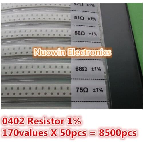 0402 SMD Resistor Sample Book 1% Tolerance 170valuesx50pcs=8500pcs Resistor Kit 0R~10M 0R-10M