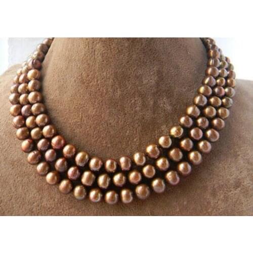 Beautiful 50" 8MM Coffee Round Freshwater Pearl Necklace
