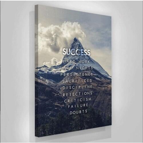 Motivational Poster Success Quotes Prints Ice Mountain Canvas On Wall Art Painting Home Office Room Decoration Picture Unframed