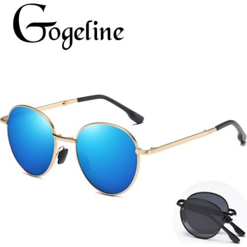 Folding Polarized Round Sunglasses for women men UV400 Mirror lens Alloy Metal Frame Fashion Rectangular Classic Sunglasses
