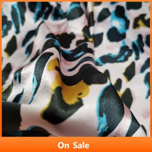 Tissue Leopard Craft Soft Satin Fabric DIY Lining Material Flower Glossy Polyester Charmeuse Fabric