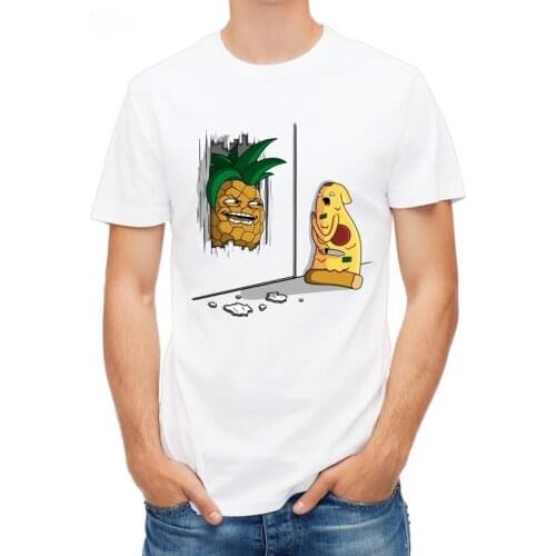 Newest Funny Pineapple&pizza Design Printed T-Shirt Fashion Cartoon yummy food T Shirt Summer Mens Novelty Cool Tee Shirt Tops