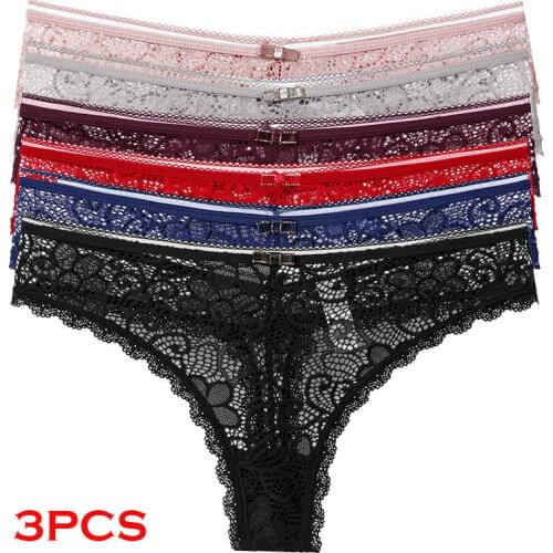 3 Pcs Female Briefs Panty Sexy Transparent Panties for Woman Underwear Sexy Lace Breathable Soft Lingerie Womens Underpants