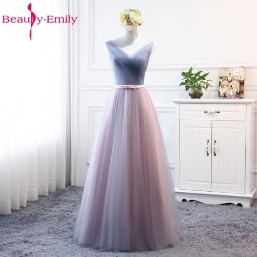 Beauty Emily New Design Long Bridesmaid Dresses 2020 A-Line Sleeveless Off the Shoulder Homecoming Wedding Party Dresses