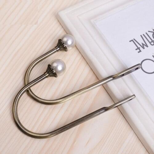 NEW U Style Pearl Curtain Tie Back Holders Metal Tieback Wall Hooks Hanger Home Decor