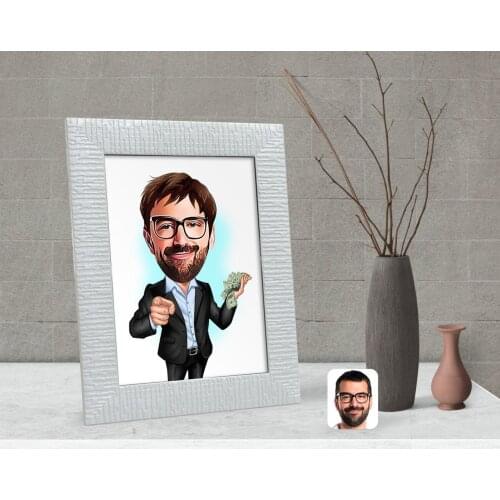Personalized Men Millionaire Caricature Of Decorative Çerçeve-1