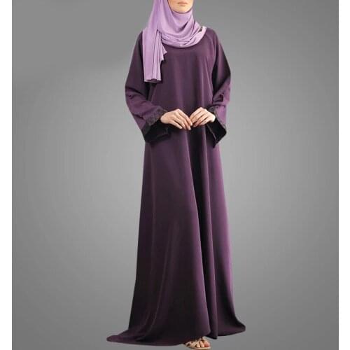 Eid al-Fitr Women Muslim Long Maxi Dress Abaya Loose Nida Elegant Dubai Arab Turkey Modble Kaftan Full Sleeve Solid Color