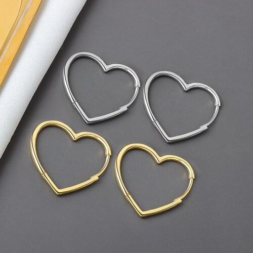 Yaseetar Heart Shape Hoop Earrings Charm Women Gold Color Round Earrings Trendy Jewelry Vintage Simple Party Accessories Gifts
