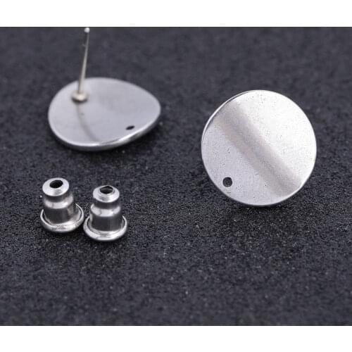 10pcs stainless steel earring posts with hole diy earrings connector findings for jewelry making