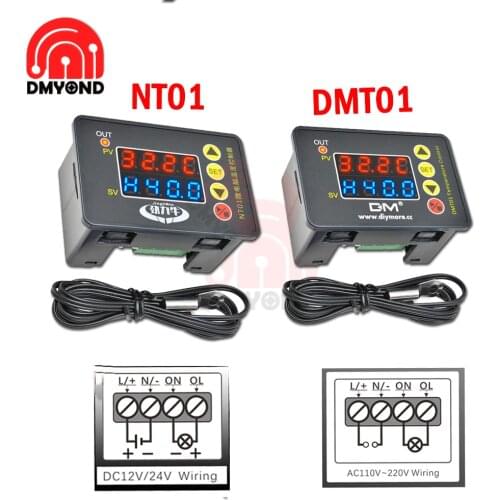 NT01 DMT01 Thermostat 220V DC 12V 24V Temperature Controller Thermoregulator Heating Cooling Control for Incubator Aquarium
