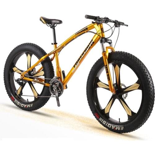 Bike Snow Bicycle Adult Men and Women Mountain Cross Country Wide Tire Speed Student Disc Brakes Shock 26 Inch Five Knife Wheel