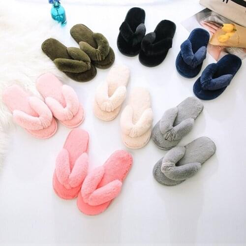 WYS.JL Winter Ladies House Slippers Artificial Short Plush Warm Slippers Fashion Non-slip Thick-soled Slipper
