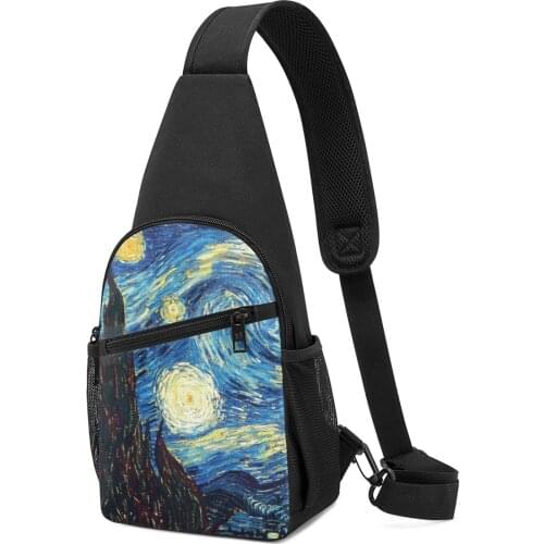 NOISYDESIGNS Mini Van Gogh Fanny Pack Outdoor Sports Waist Pack Chest Bags Men Polyester Shoulder Messenger Bags for male