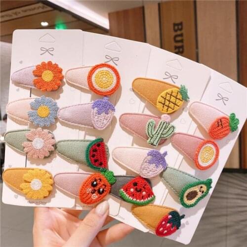 Small Flower Hair Pins For Girls Cute Baby Clip Hair Clips Kids Hair Styling Tools Fruit Shape Hair Wear Children Barrettes