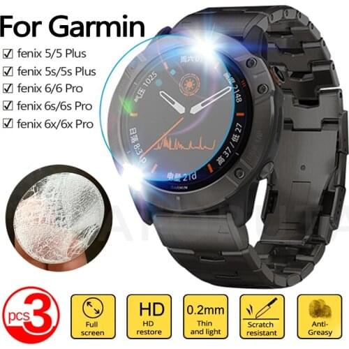 3Pcs Protective For Garmin Fenix 6S 6X 6 Pro 5 5s Plus Ultra Clear Tempered Glass film Guard Premium Screen Protector Watch Film