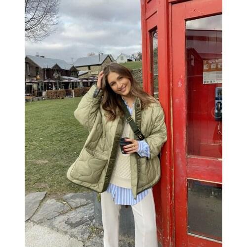 Xikom 2021 Autumn Vintage Green V Neck Single-Breasted oversize Cotton Clothes Female Coat Streetwear Long Sleeve Thin Chic Top