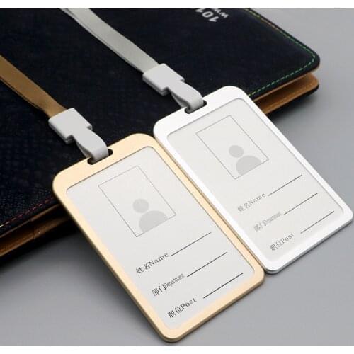 1PC Aluminum Alloy Card Holder Business Card ID Badge Holder Vertical Metal ID Business Case Nurse Accessories