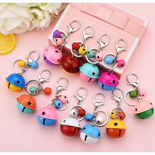 1 Pcs Metal Jingle Bells Keychain Painted Color for DIY Part pet dog Christmas tree Decor Crafts Accessories Ornaments bead