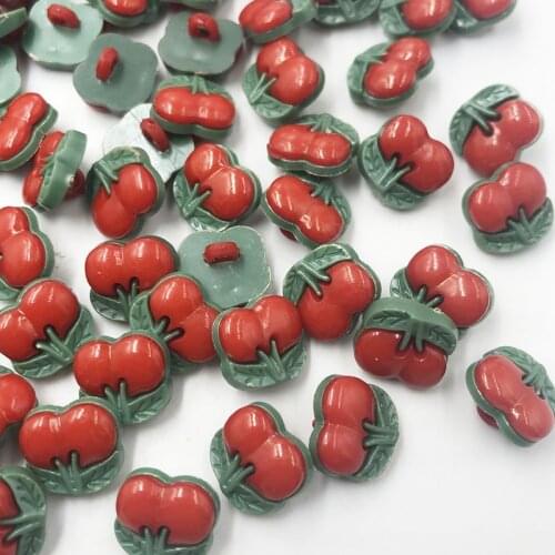 100pcs U pick Red Cherry Plastic Buttons Sewing Button DIY Crafts PT34