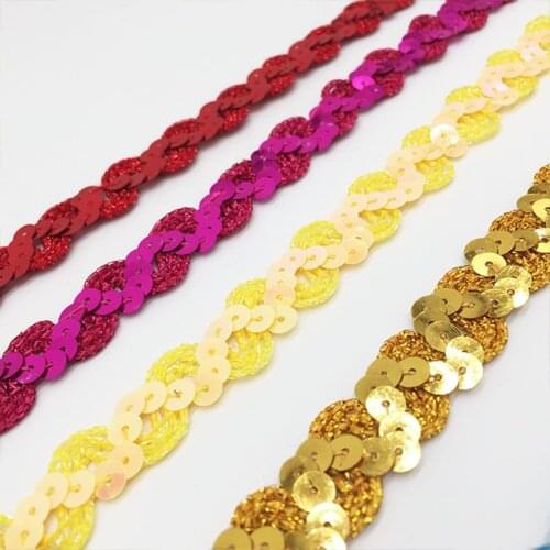 1.5CM Sparkly Beaded Sequined Trim Lace Ribbon For DIY Stage Dance Performances 12Meters Per Lot
