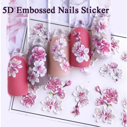 2021 New Style Vintage Butterfly Nail Stickers Rose Flower Engraved Water Transfer Sticker Nail Art Decals DIY Fashion Tips