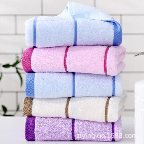 3pcs Nordic Simple Horizontal Strip Pink Purple Ivory Blue Wedding Gift Cotton Plaid Bath Towel Face Towel Microfiber 34x75cm