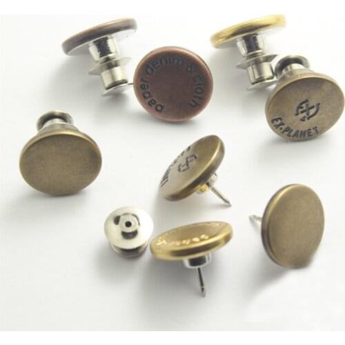 50 Pieces 17MM Metal Nail-Free Detachable Jersey Button Jeans Buttons Pants Waist Size Adjustment Buttons For Dress