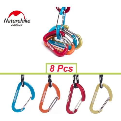 8 Pcs D Shape Camping Carabiner Camping Equipment 4cm Aluminum Hook Clip Holder Key Chains Multifunctional Mini Buckle Hook