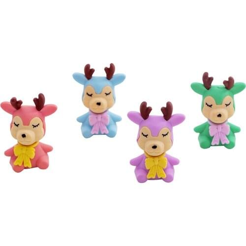 8 Pcs Kawaii Creative Cartoon Small Colored Deer Eraser Kids Student Study Stationery School Office Supplies Gift Wholesale