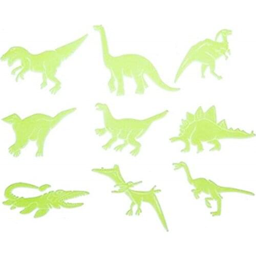 9/8Pcs Glow In The Dark Dinosaur Luminous Stickers Stereo 3D Fluorescent Wall Stickers Fun Sticker For Kids D1