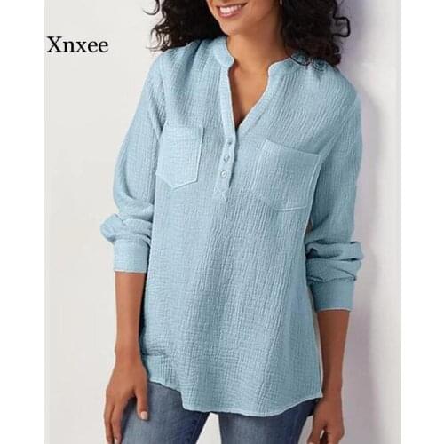 Autunm Long Sleeve Blouse Fashion Women Blouses Solid Casual Women Shirts Stand Collar Tops Blusas Mujer De Moda Clothing