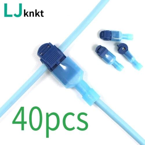40Pcs Quick Electrical Cable Connectors Snap Splice Lock Wire Terminals Crimp клемы для проводов T-Tap Blue Insulated Disconnect