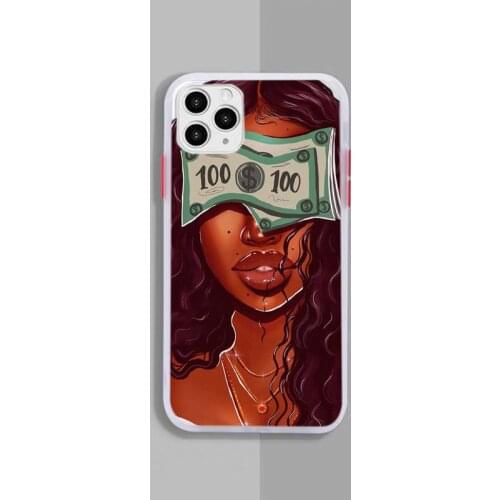 MAKE MONEY Not Friends AfroGirl Phone Case White Transparent Matte For IPhone 7 8 11 12 S Mini Pro X XS XR MAX Plus Shell
