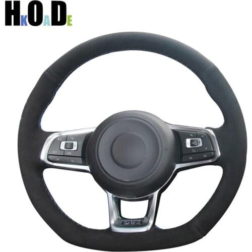 DIY Steering Wheel Cover Black Suede Car Steering Wheel Covers for Volkswagen VW Golf 7 GTI Golf R MK7 VW Polo GTI Scirocco 2015